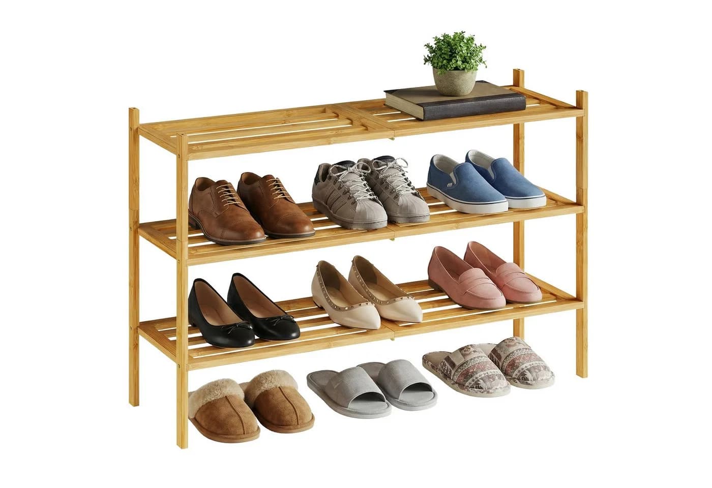 SONGMICS Bambus Schuhregal 3 Ebenen stapelbar - Bild 2