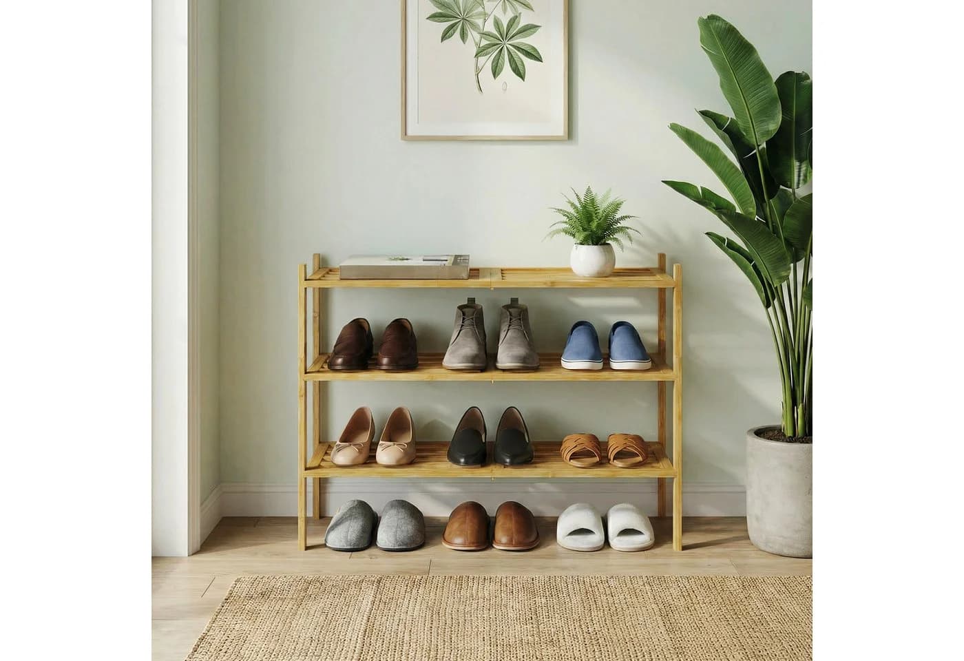SONGMICS Bambus Schuhregal 3 Ebenen stapelbar - Bild 3