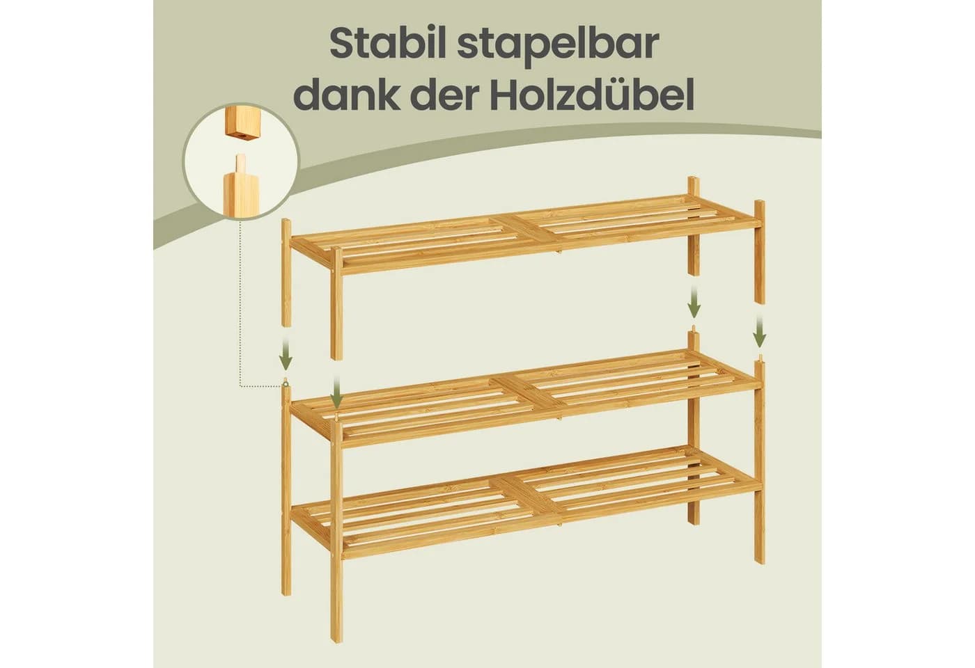 SONGMICS Bambus Schuhregal 3 Ebenen stapelbar - Bild 4