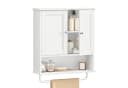 VASAGLE Hängeschrank Wandschrank mit Türen, Handtuchhalter und offenem Fach Weiß Bild 2