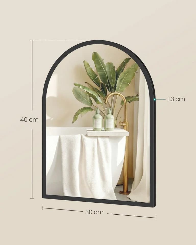 SONGMICS Wandspiegel Aluminiumrahmen 40x30 cm Schwarz - Bild 3