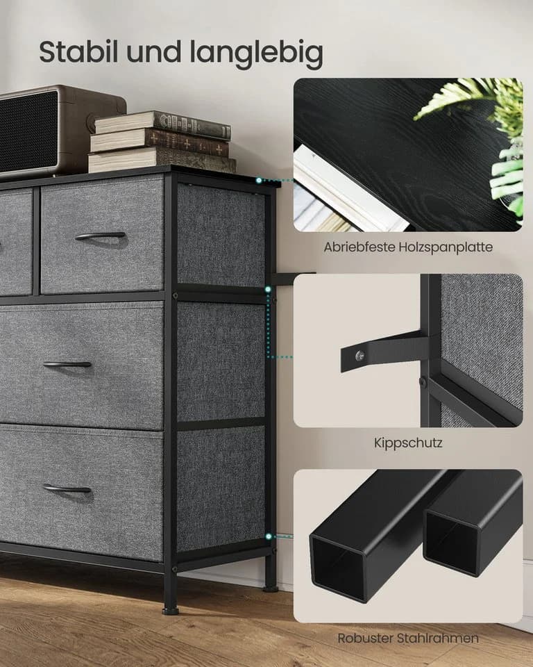 SONGMICS Kommode Schrank Aufbewahrung Stahl MDF Vliesstoff - Bild 4