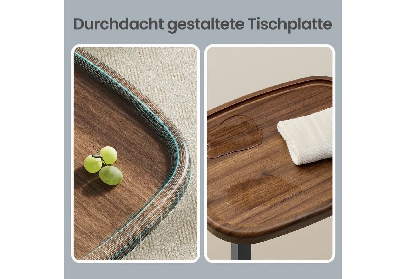 VASAGLE Beistelltisch C-Form höhenverstellbar Walnussfarben-Schwarz - Bild 5