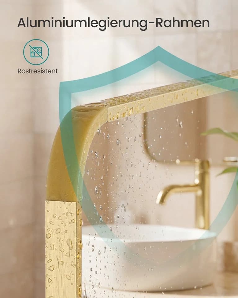 SONGMICS Wandspiegel Rechteckig Aluminiumrahmen Gold - Bild 5