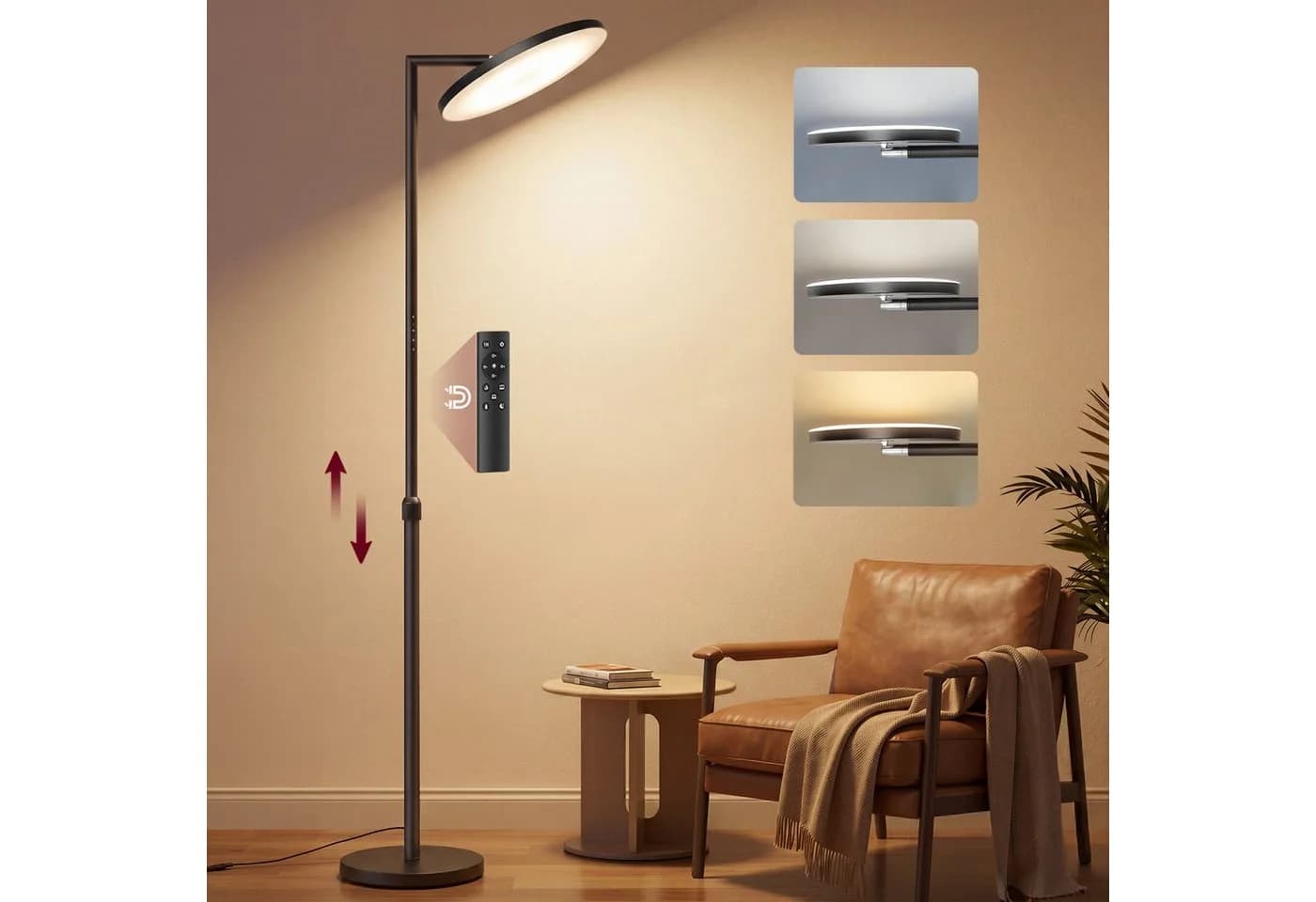 VASAGLE LED-Stehlampe Mattschwarz mit drehbarem Kopf und Timer - Bild 2