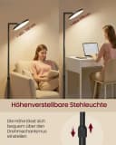 VASAGLE LED-Stehlampe Mattschwarz mit drehbarem Kopf und Timer Bild 3