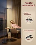 VASAGLE LED-Stehlampe Mattschwarz mit drehbarem Kopf und Timer Bild 4