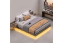 VASAGLE Polsterbett mit LED-Beleuchtung und Steckdosenleiste Grau Bild 2