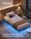 VASAGLE Bettgestell Schwarz mit LED-Beleuchtung und USB-C-Anschluss Bild 1