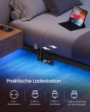 VASAGLE Bettgestell Schwarz mit LED-Beleuchtung und USB-C-Anschluss Bild 3