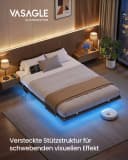 VASAGLE Bettgestell Schwarz mit LED-Beleuchtung und Steckdosenleiste Bild 1