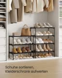 SONGMICS Schuhregal Schmal Schwarz 3 Ebenen Metall Organizer Bild 5