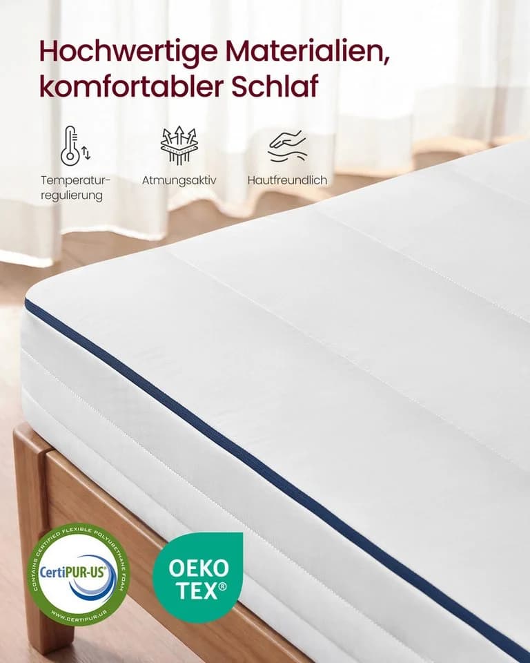 VASAGLE Kaltschaummatratze Gel-Memory-Schaum 16 cm H3 7-Zonen - Bild 5