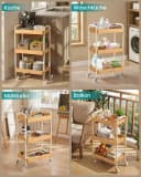 SONGMICS Beistellwagen Bambus Beige Küchenregal mit Griffen Bild 5