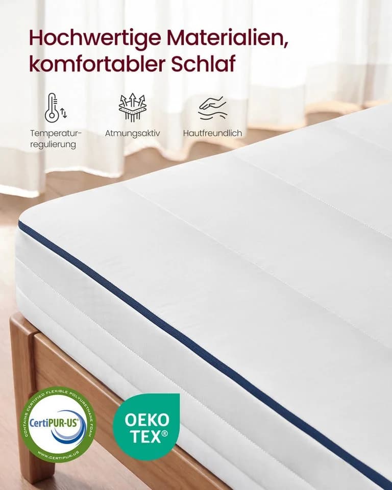 VASAGLE Kaltschaummatratze Gel-Memory-Schaum 16 cm weiß H3 7-Zonen - Bild 5