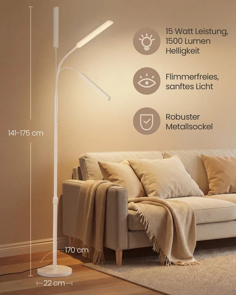 VASAGLE Stehlampe höhenverstellbar mit Schwanenhals und Timer - Bild 5