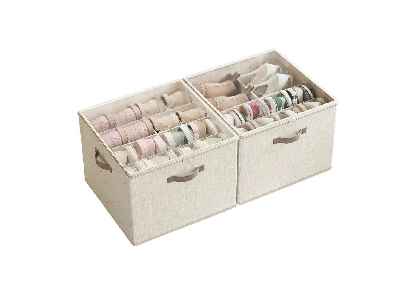 SONGMICS Schuhbox Stapelbar Beige Transparent 2er Set - Bild 2