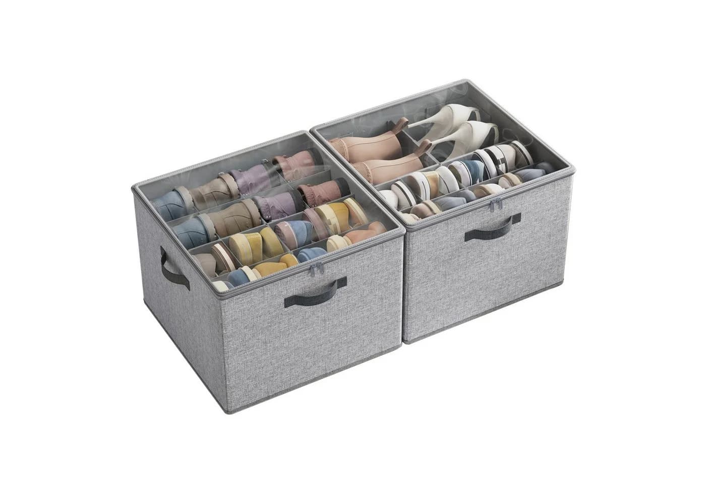 SONGMICS Schuhbox Grau Stapelbar Transparent 2er Set - Bild 2