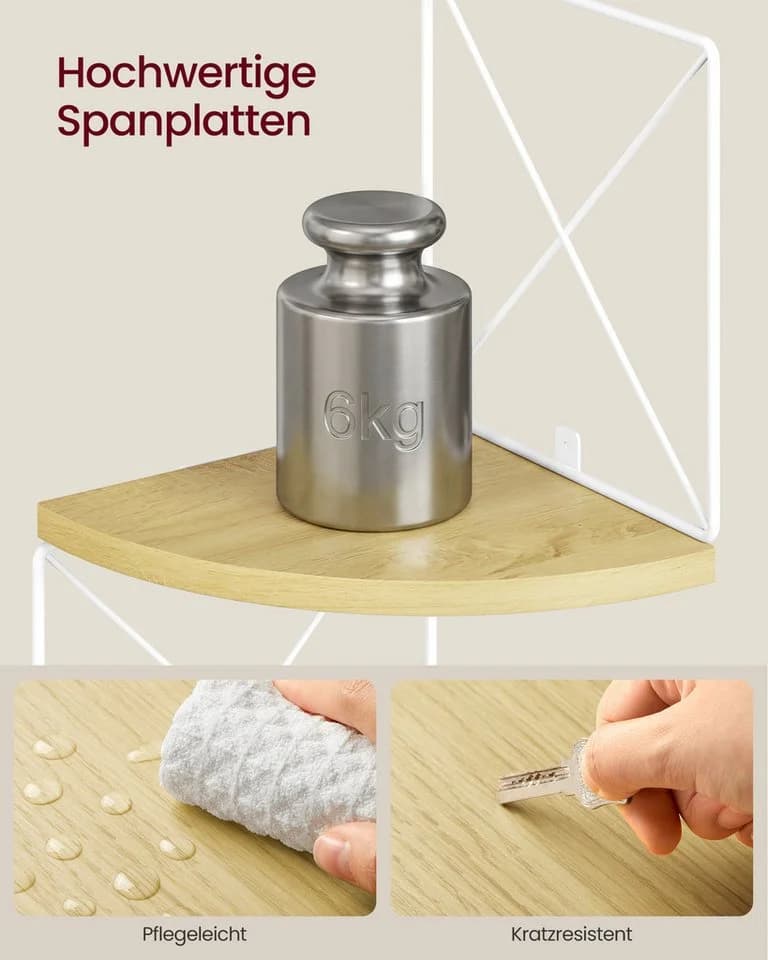 VASAGLE Eckregal Bücherregal 5 Ebenen Zickzack-Design Natureichenfarben-Mattweiß - Bild 5
