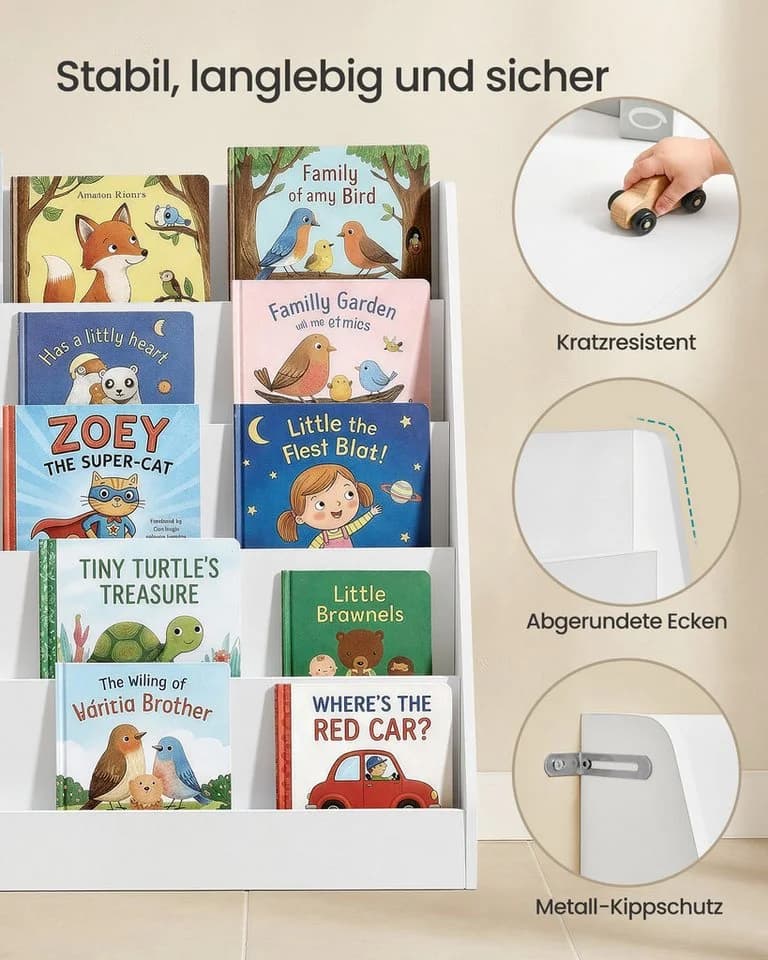 SONGMICS Kinderregal 5 Ebenen Weiß Montessori Bücherregal - Bild 4