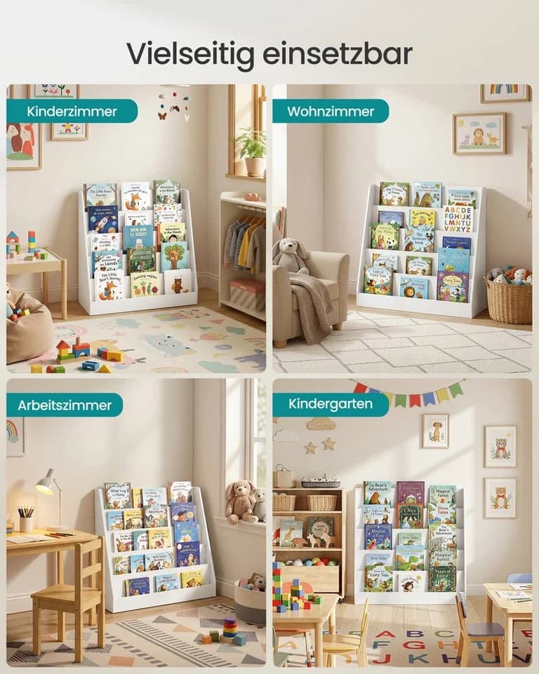 SONGMICS Kinderregal 5 Ebenen Weiß Montessori Bücherregal - Bild 5