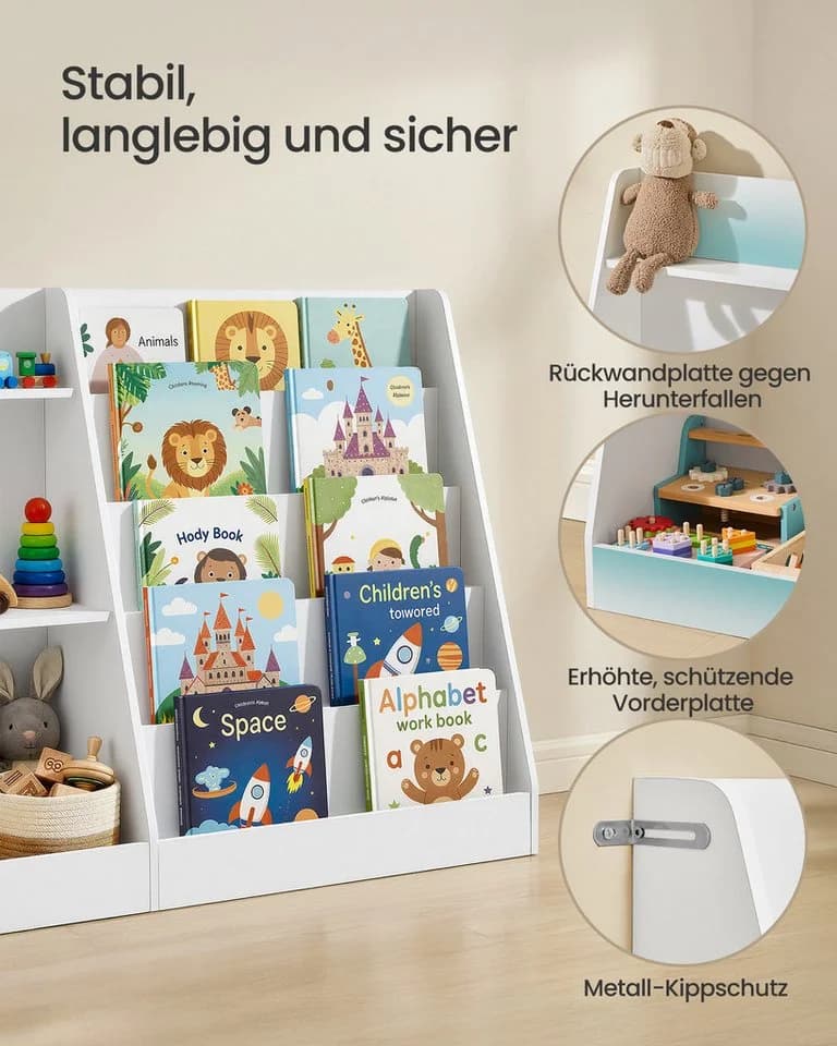 SONGMICS Kinderregal 5 Ebenen Weiß Montessori Spielzeugtruhe - Bild 4