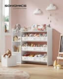 SONGMICS Kinderregal Spielzeugtruhe Weiß mit Fächern und Boxen Bild 5