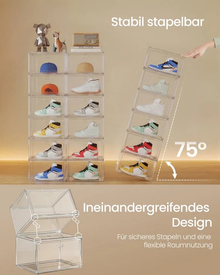 SONGMICS Schuhbox Set Transparent Stapelbar - Bild 5