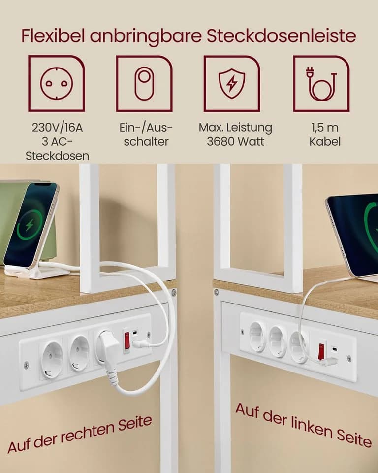 VASAGLE Standregal mit LED-Beleuchtung und Steckdosen - Bild 3