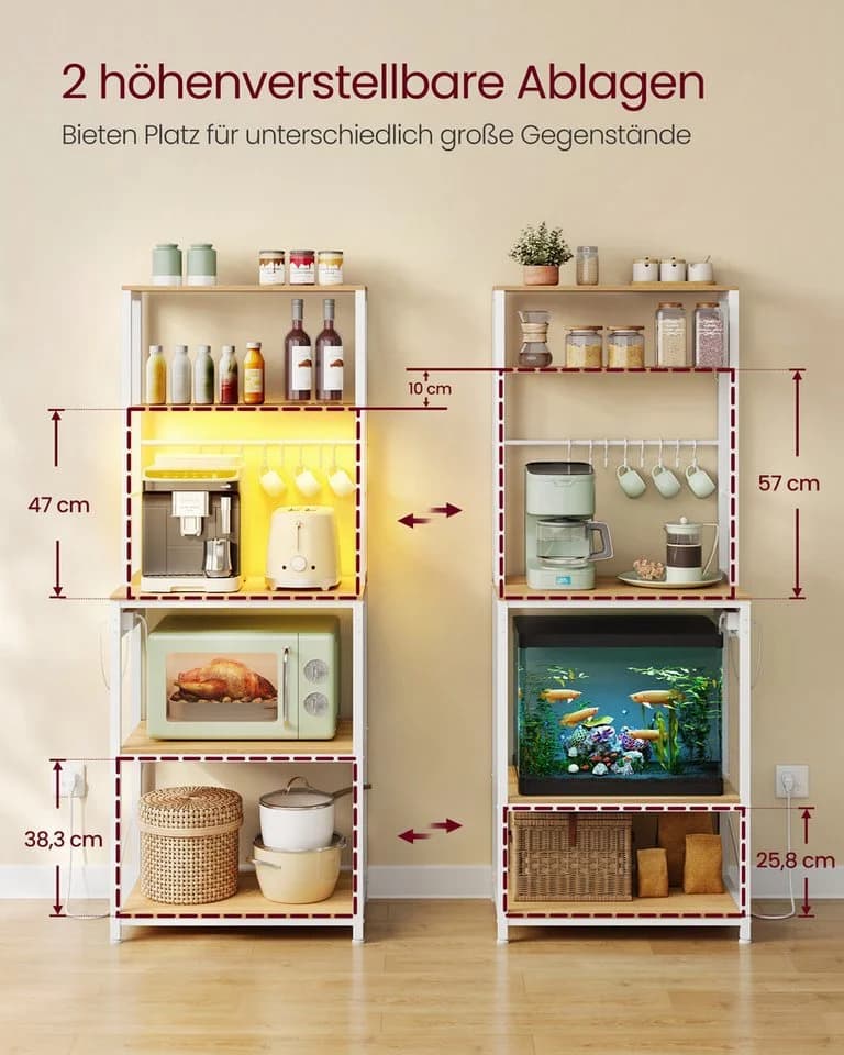 VASAGLE Standregal mit LED-Beleuchtung und Steckdosen - Bild 4