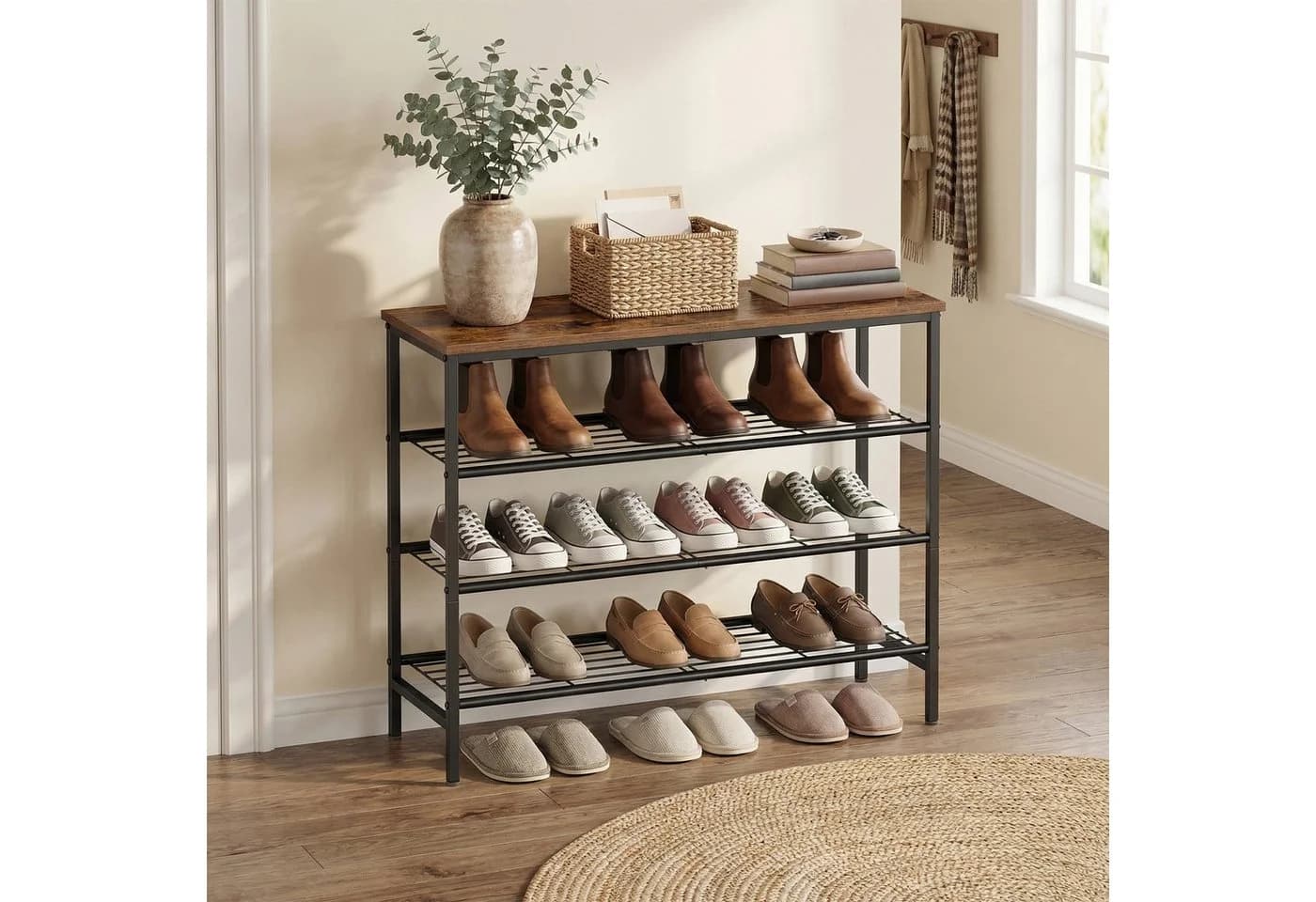 VASAGLE Schuhregal 4 Ebenen Braun-Schwarz - Bild 2