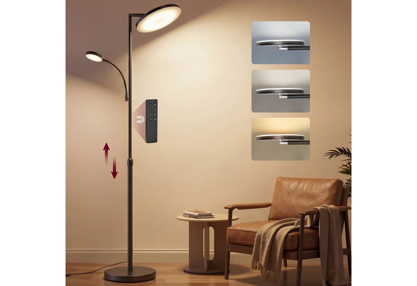 VASAGLE LED-Stehlampe Mattschwarz mit Timer und Fernbedienung - Bild 2