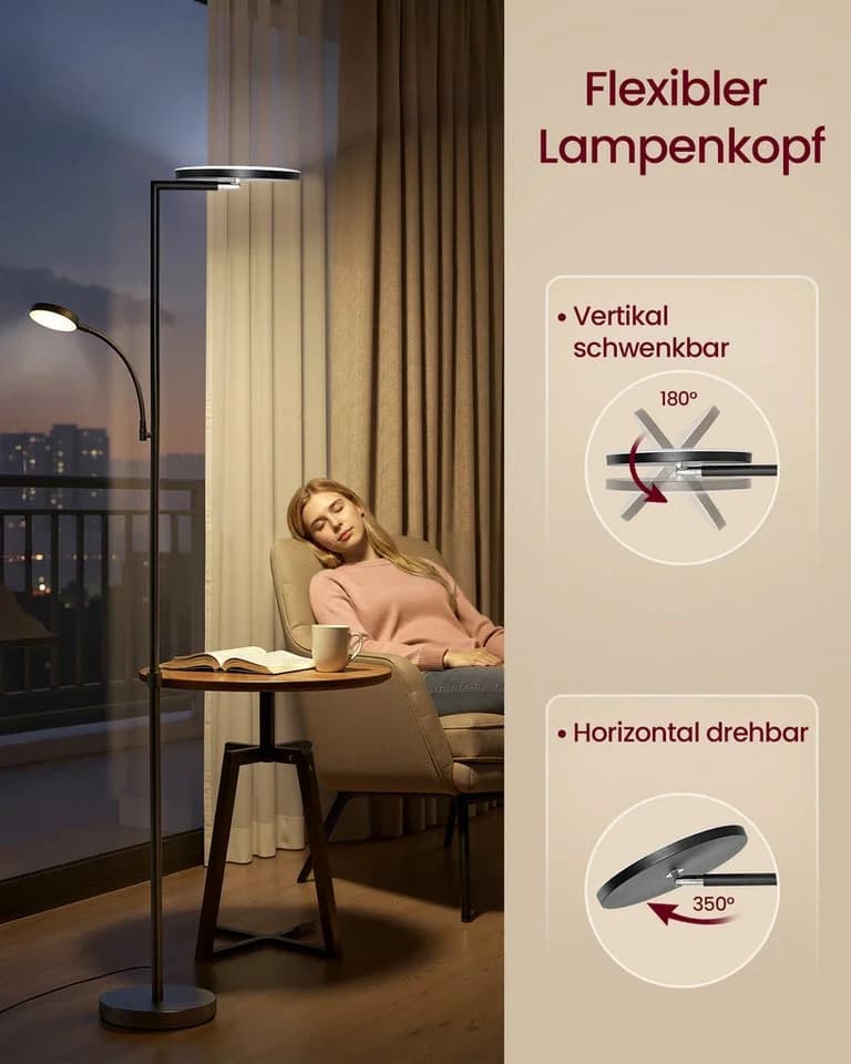 VASAGLE LED-Stehlampe Mattschwarz mit Timer und Fernbedienung - Bild 4