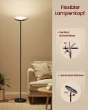 VASAGLE LED-Stehlampe Mattschwarz mit Fernbedienung und Timer Bild 3