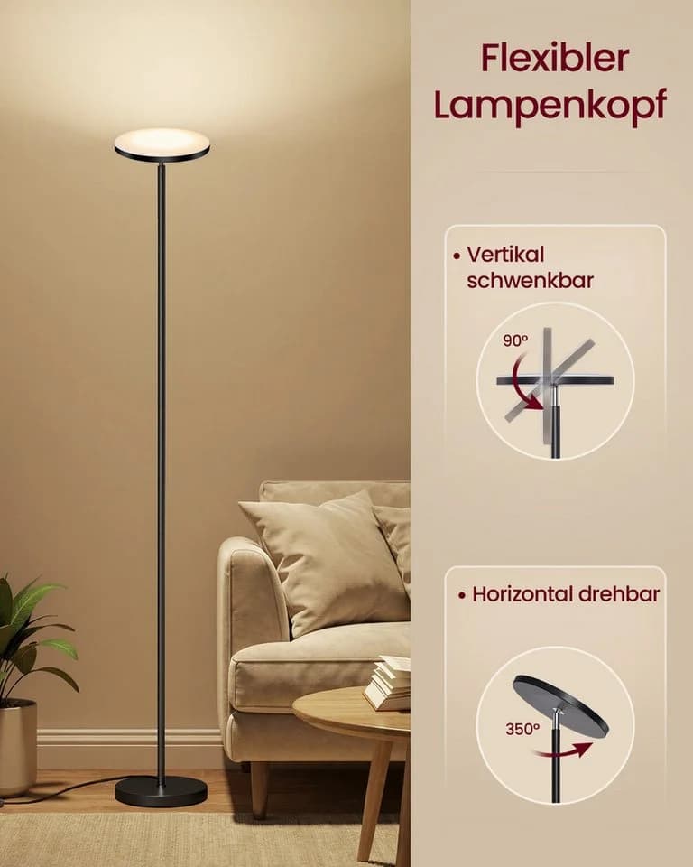 VASAGLE LED-Stehlampe Mattschwarz mit Fernbedienung und Timer - Bild 3