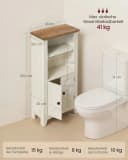 VASAGLE Badschrank Landhausstil Weiß/Braun mit verstellbarer Ablage Bild 4