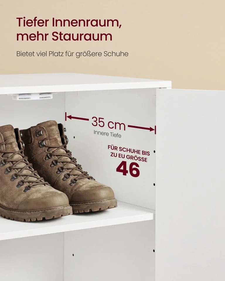 VASAGLE Schuhschrank Weiß mit verstellbaren Ablagen - Bild 4