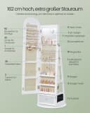 SONGMICS Schmuckschrank 360° drehbar mit LED-Beleuchtung und Ganzkörperspiegel Bild 5