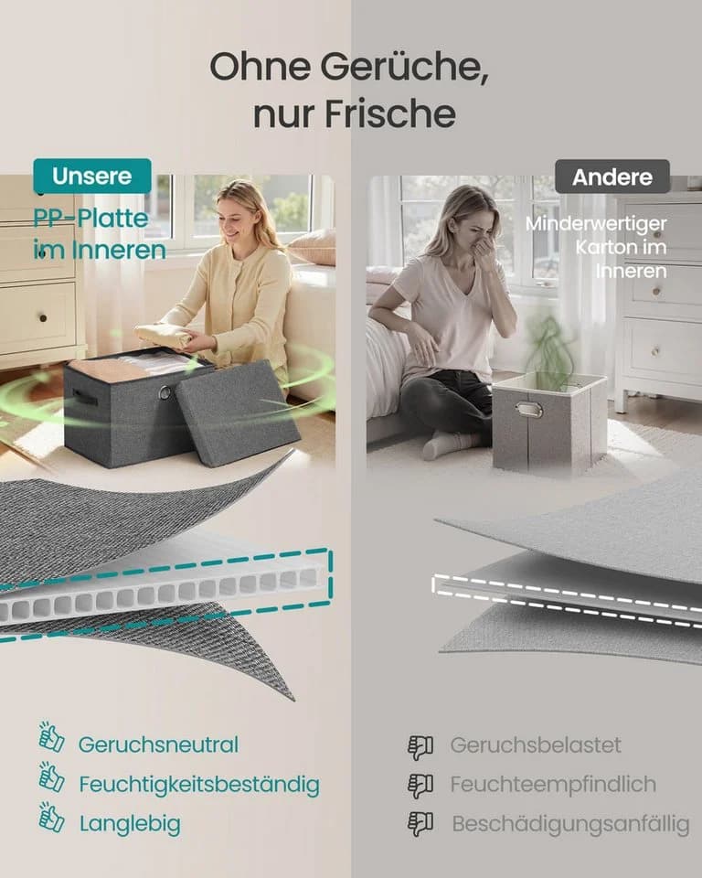 SONGMICS Aufbewahrungsbox 3er Set mit Deckel und Griffen Grau - Bild 5