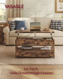 VASAGLE Couchtisch höhenverstellbar mit Stauraum braun Bild 1