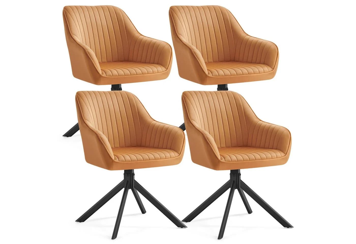 SONGMICS Esszimmerstuhl Karamellbraun Schwarz 4er Set Drehbar - Bild 2