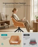 SONGMICS Esszimmerstuhl Karamellbraun Schwarz 4er Set Drehbar Bild 5