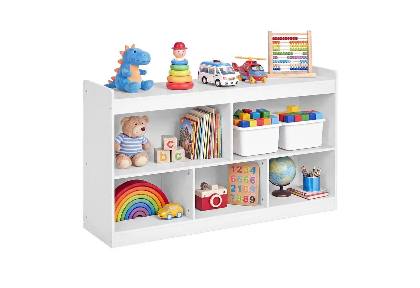 SONGMICS Kinderregal 5 Fächer Weiß Holzspanplatte - Bild 2