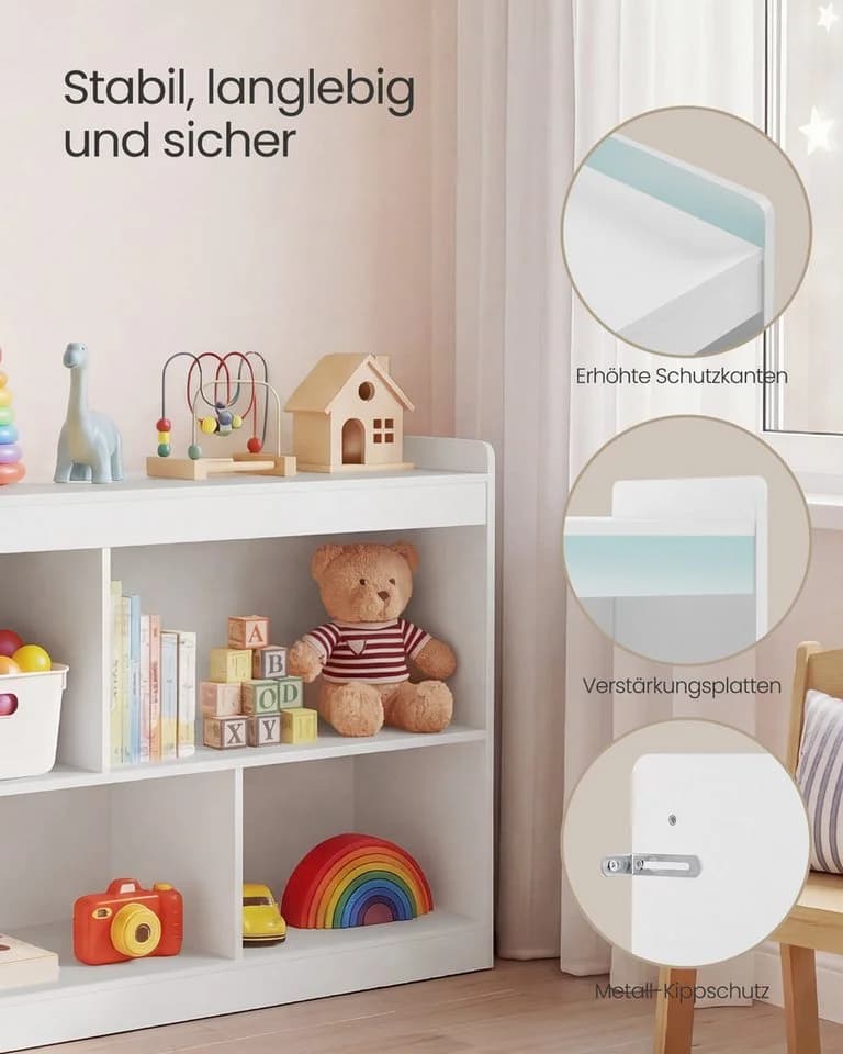 SONGMICS Kinderregal 5 Fächer Weiß Holzspanplatte - Bild 4
