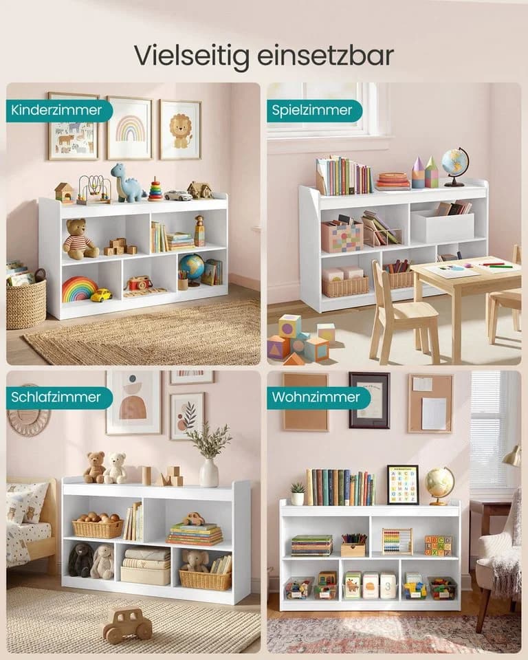 SONGMICS Kinderregal 5 Fächer Weiß Holzspanplatte - Bild 5