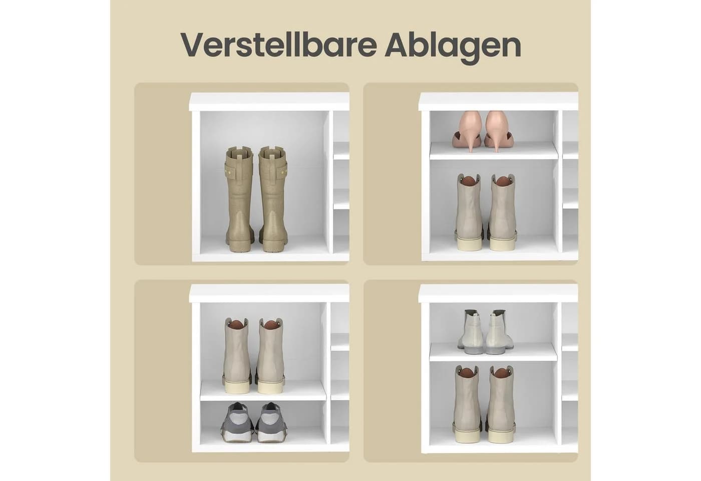VASAGLE Schuhbank Sitzbank Weiß 6 Fächer Stauraum - Bild 4