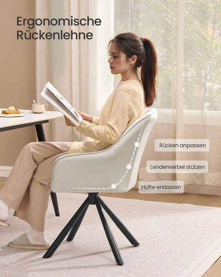 SONGMICS Esszimmerstuhl Cappuccinobeige/Schwarz Drehbar - Bild 5