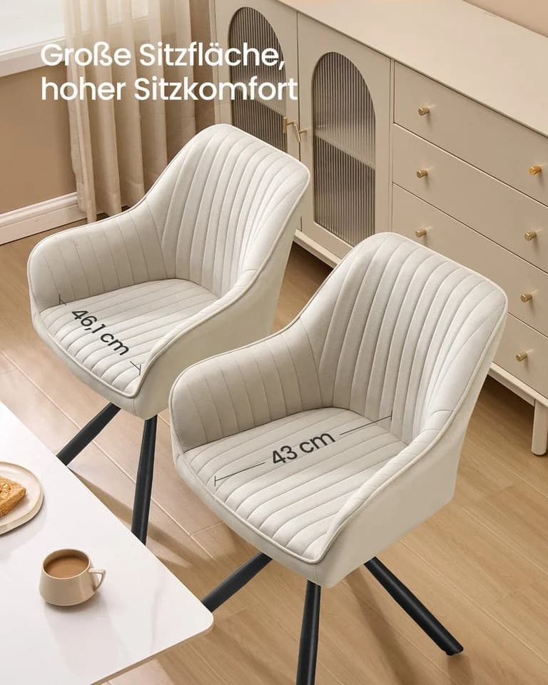 SONGMICS Esszimmerstuhl 6 St. Cappuccinobeige/Schwarz - Bild 5