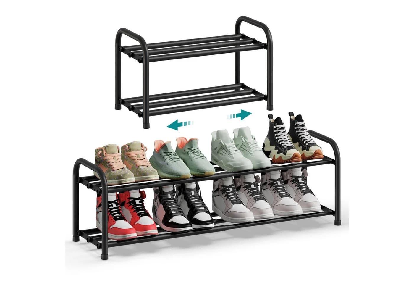 SONGMICS Schuhregal Metall Schwarz Ausziehbar - Bild 2