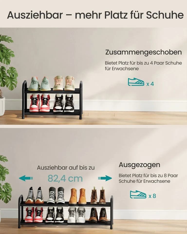 SONGMICS Schuhregal Metall Schwarz Ausziehbar - Bild 3